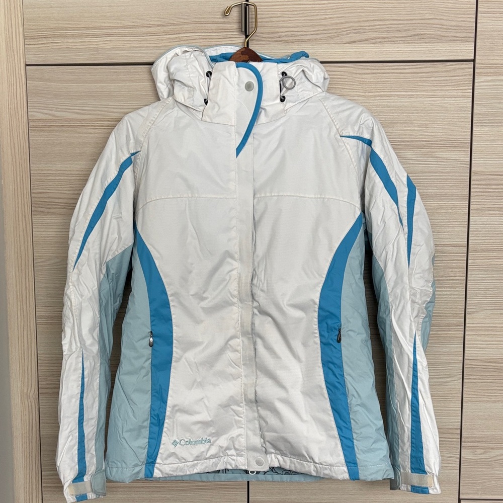 Vintage Columbia White and Blue Ski Jacket